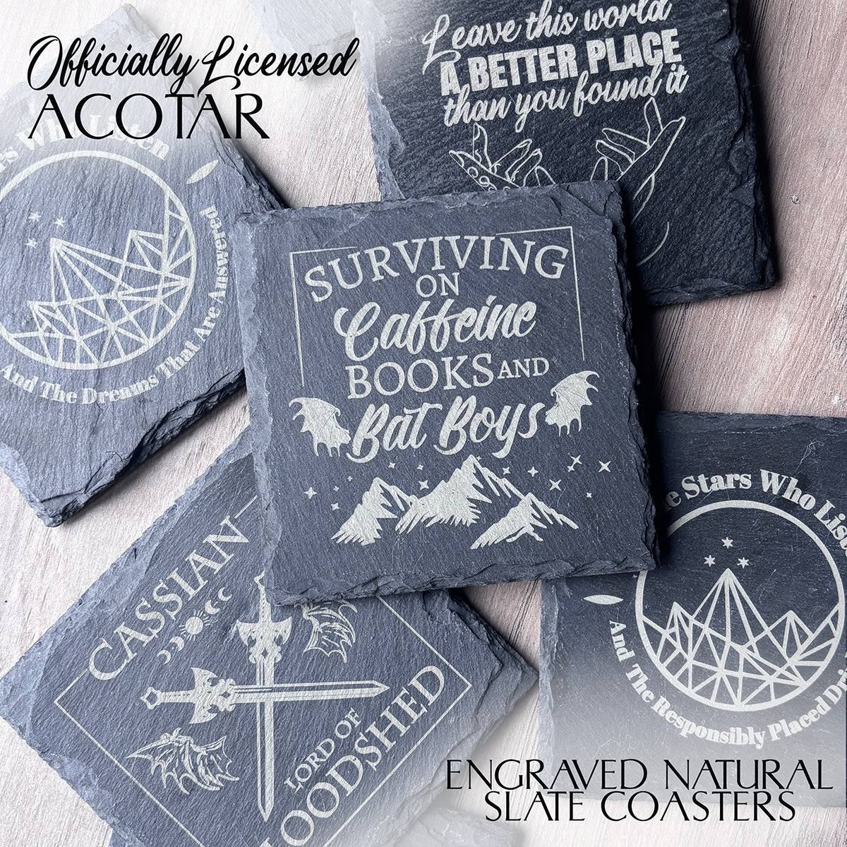 ACOTAR Coasters, Officially licensed, Acotar Slate Coasters