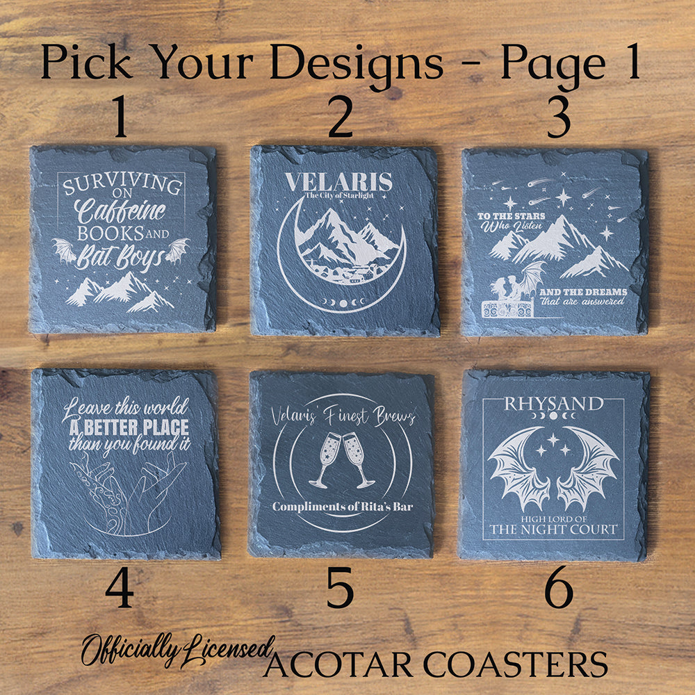 ACOTAR Coasters, Officially licensed, Acotar Slate Coasters