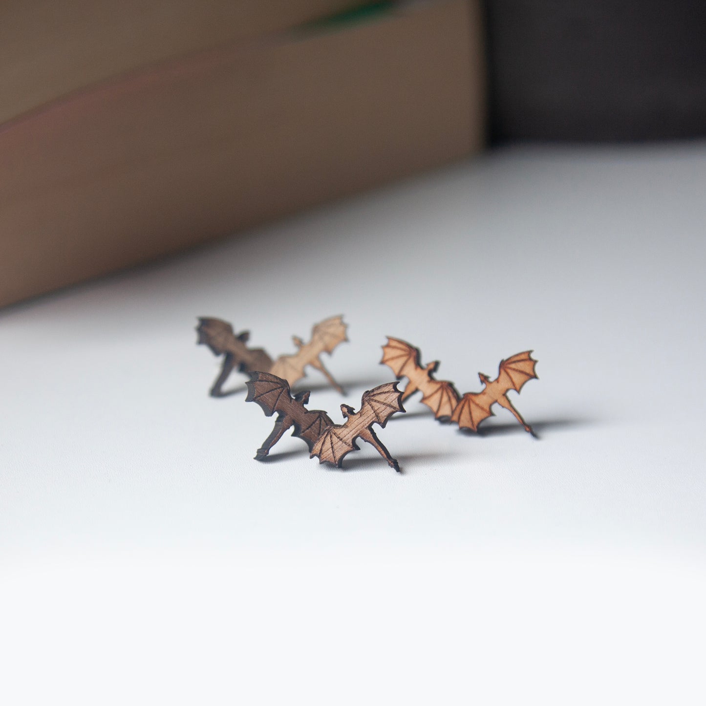 Dragon Earring, Hanging Stud Wooden Dragon Earrings