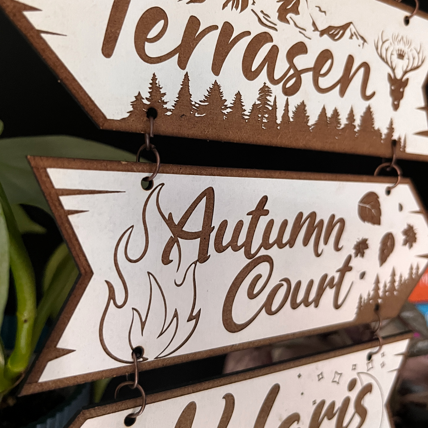 Set of Four Hanging Wooden Signs