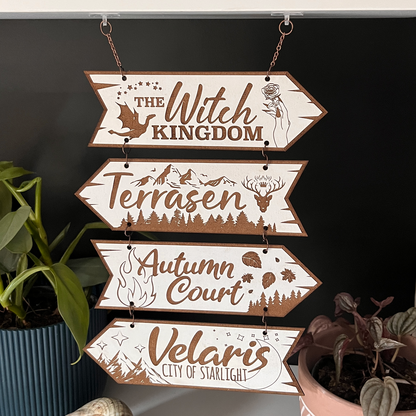 Set of Four Hanging Wooden Signs