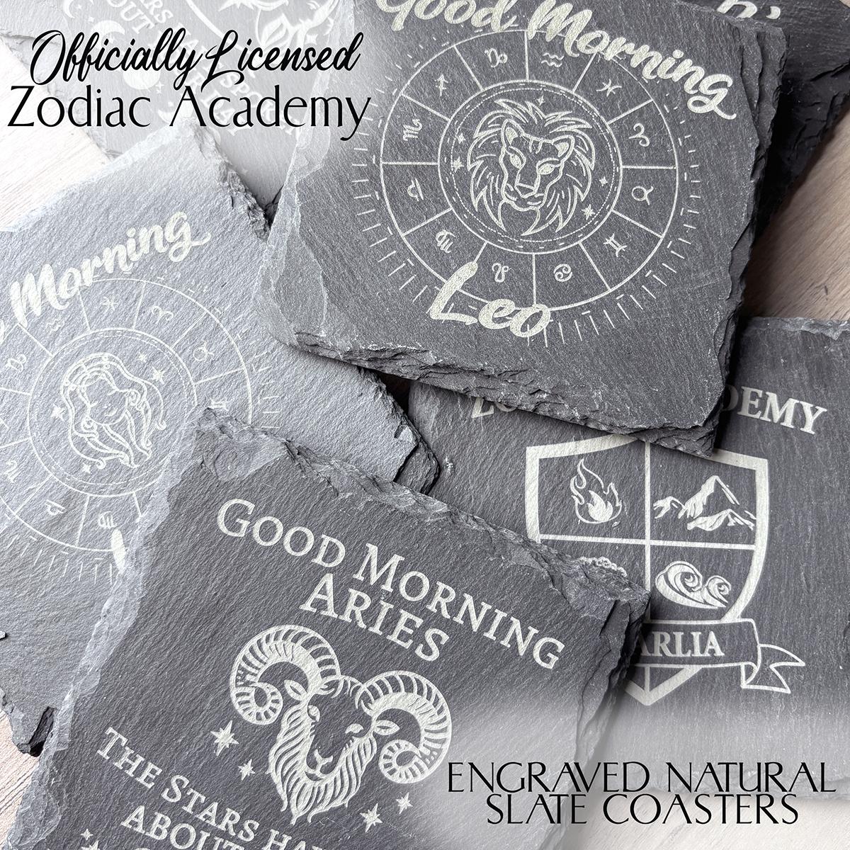 Zodiac Academy Coasters, Officially licensed, ZA Slate Coasters