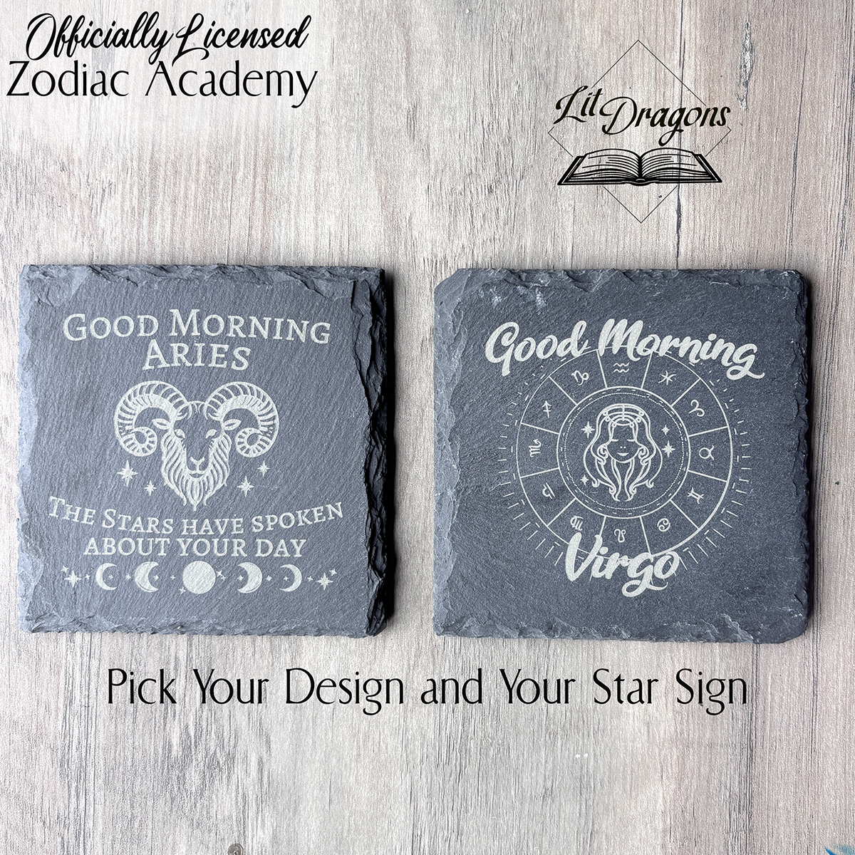 Zodiac Academy Coasters, Officially licensed, ZA Slate Coasters