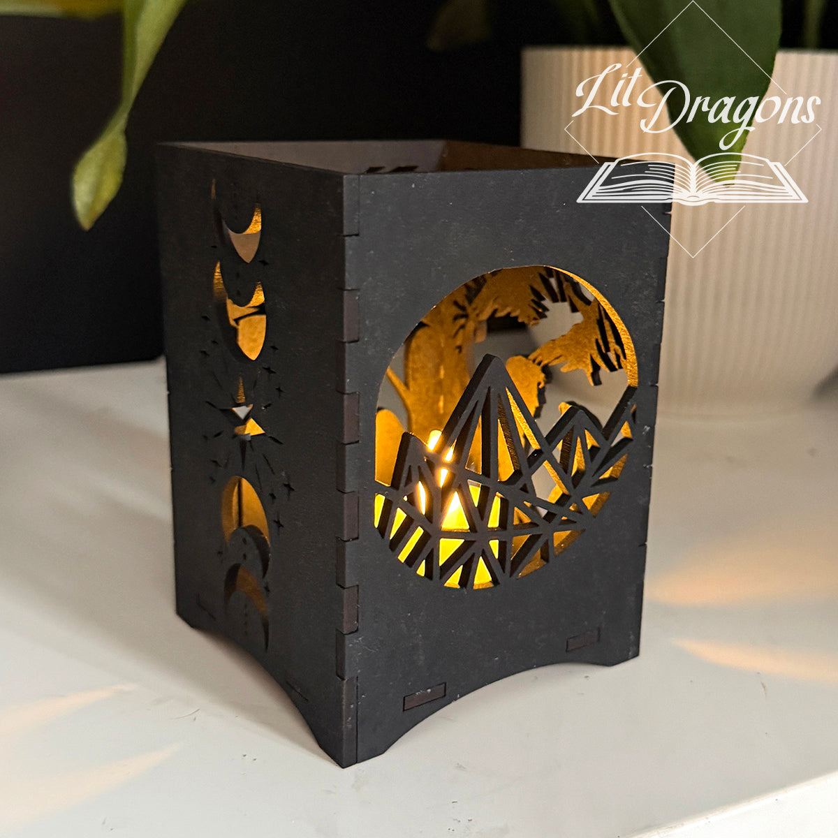 ACOTAR book lantern, LED wooden book candle