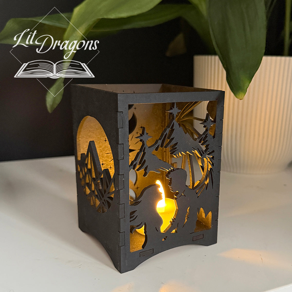 ACOTAR book lantern, LED wooden book candle