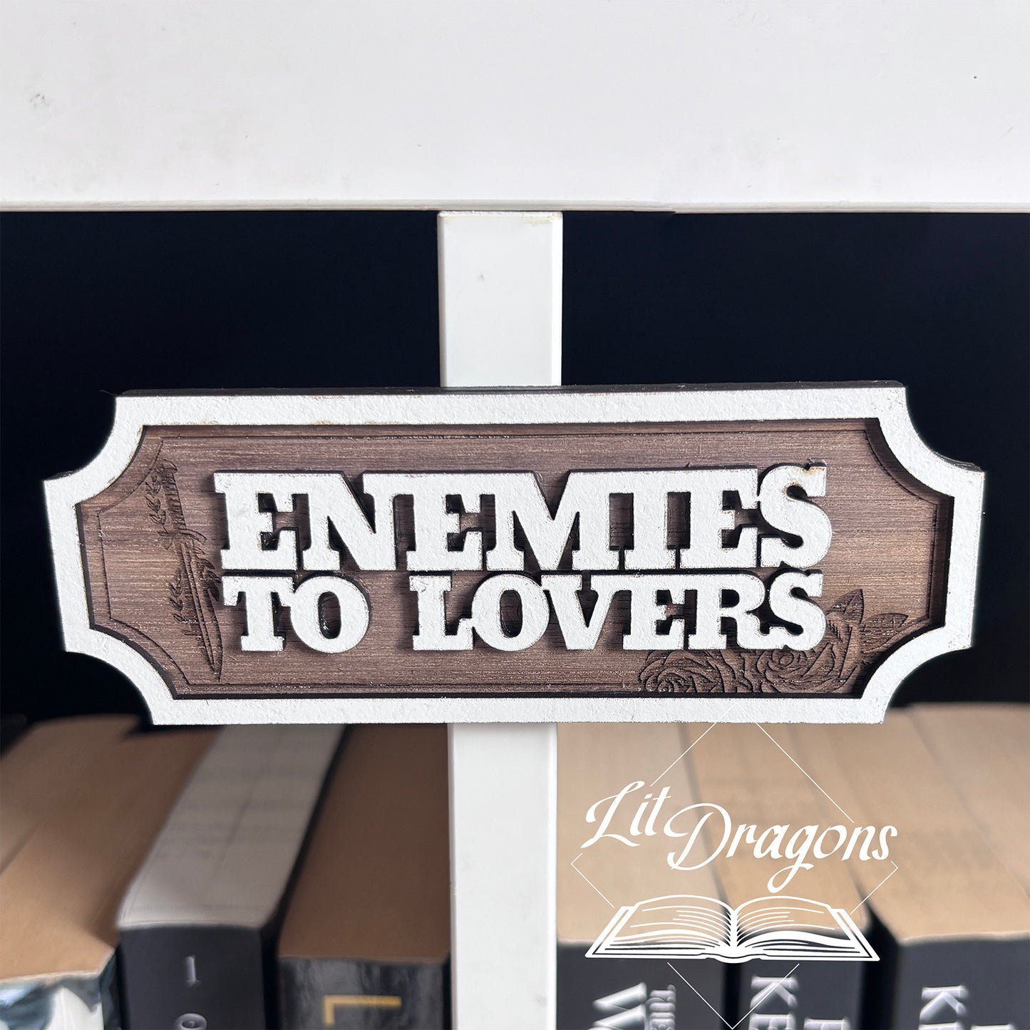 Enemies to Lovers Shelf Sign - Floating Shelf Decor