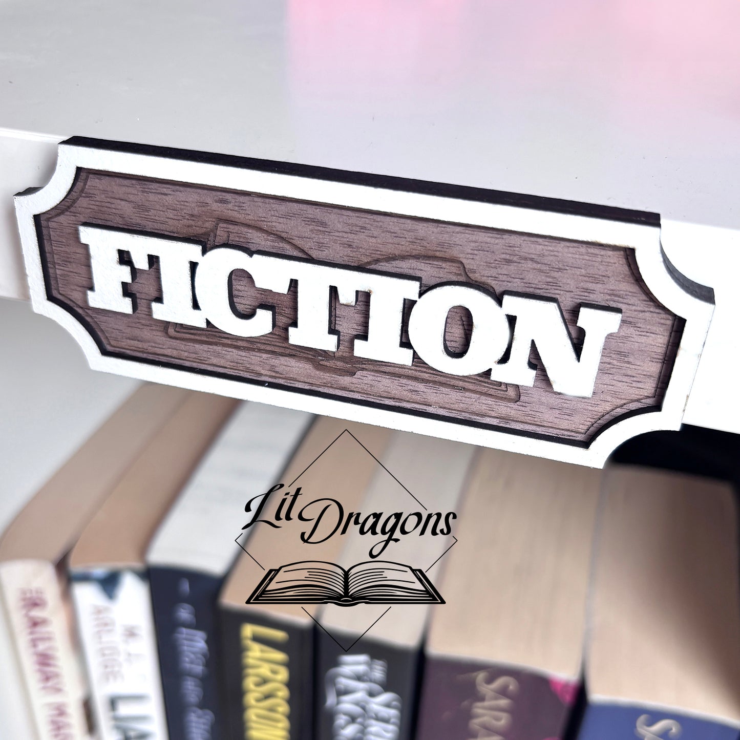 Fiction / Non-Fiction Sign - Floating Library Decor