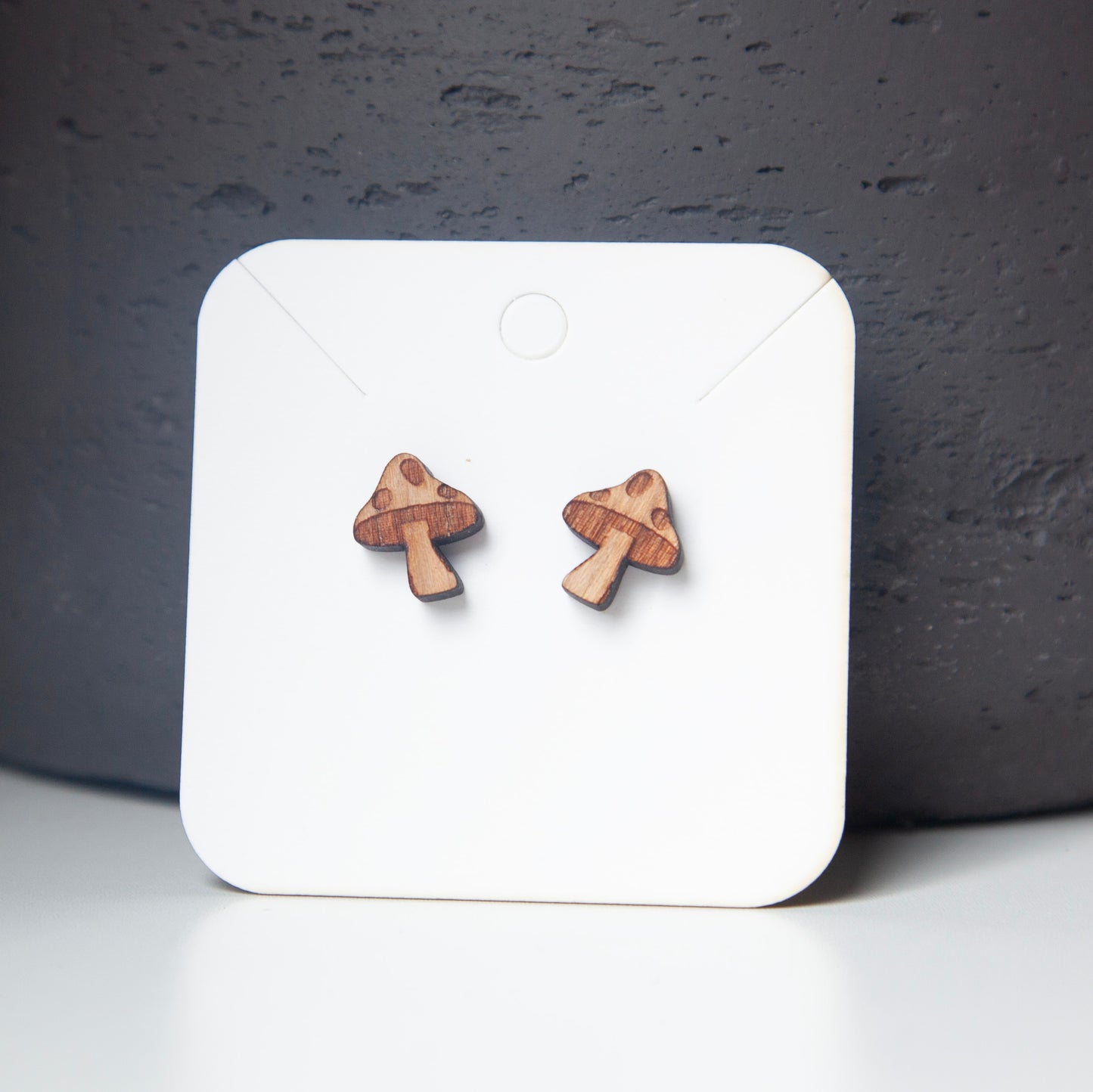 Mushroom Earring, Stud Wooden Mushroom Earrings
