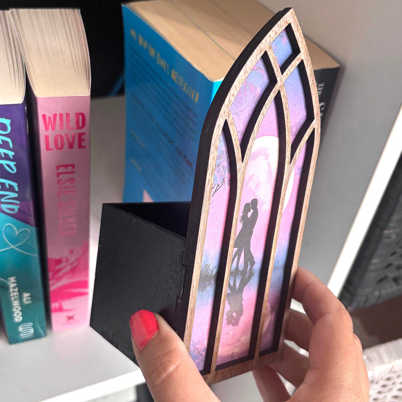 Romance Window Bookmark box, Romantasy Bookcase Window with Bookmark box