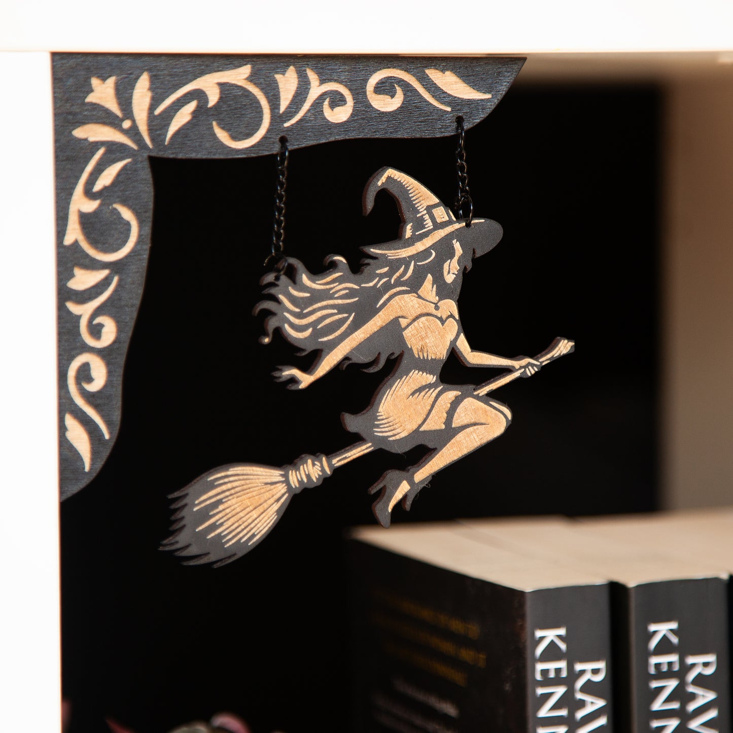 Witch on a Broom Book Shelf Hanger Charm