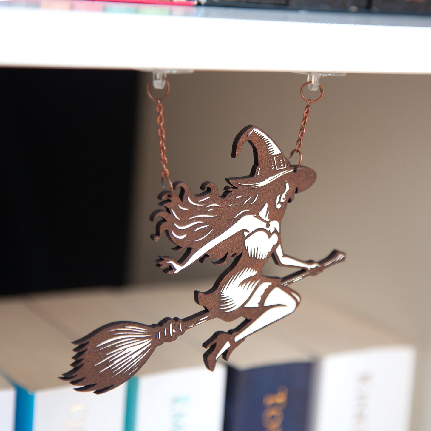 Witch on a Broom Book Shelf Hanger Charm