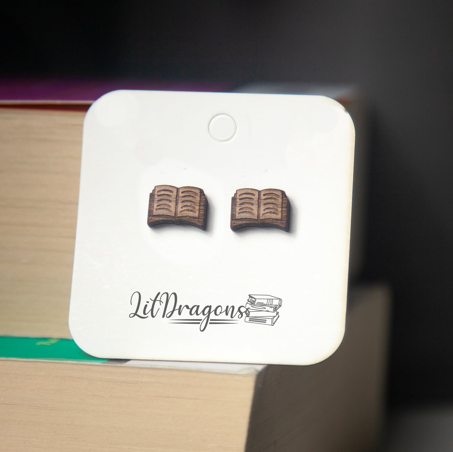 Book Earrings - Wooden Handmade Earrings