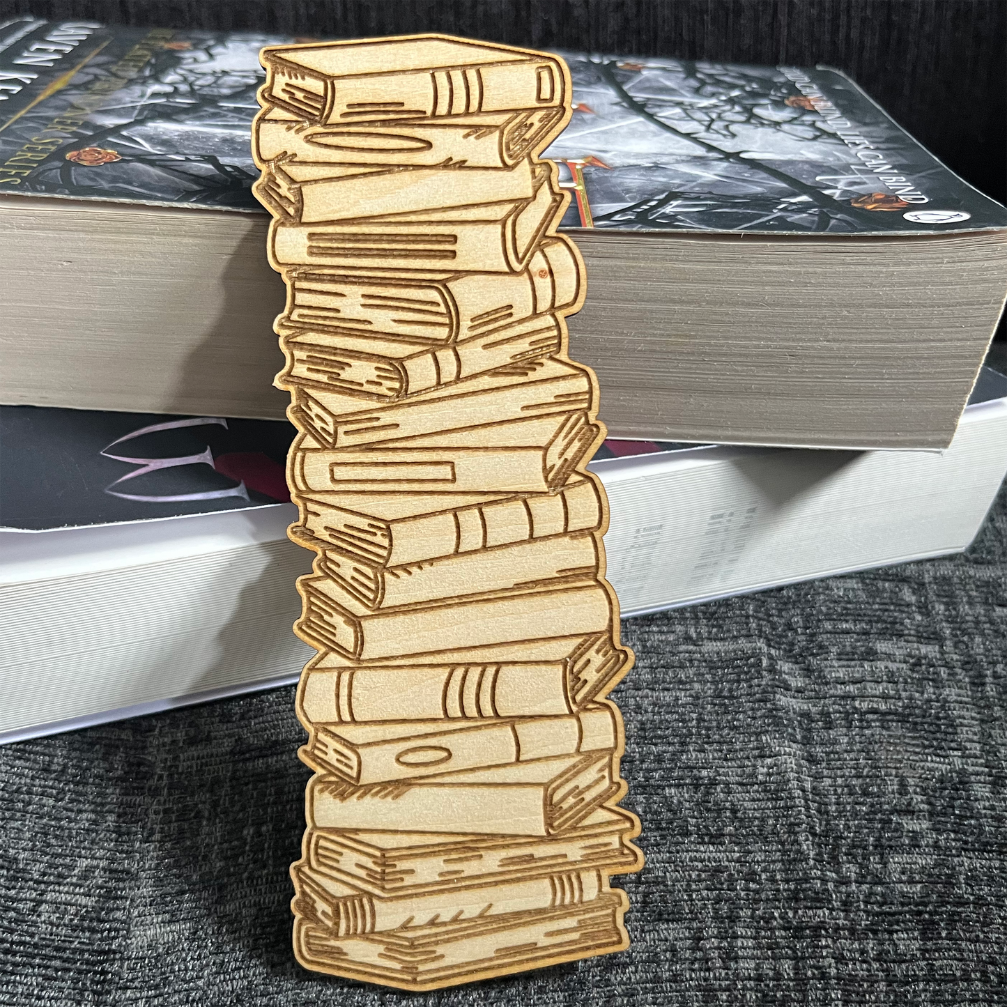 Wooden bookstack bookmark
