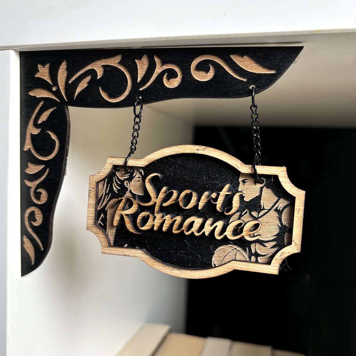 Sports Romance bookshelf Sign - Shelf Hanger