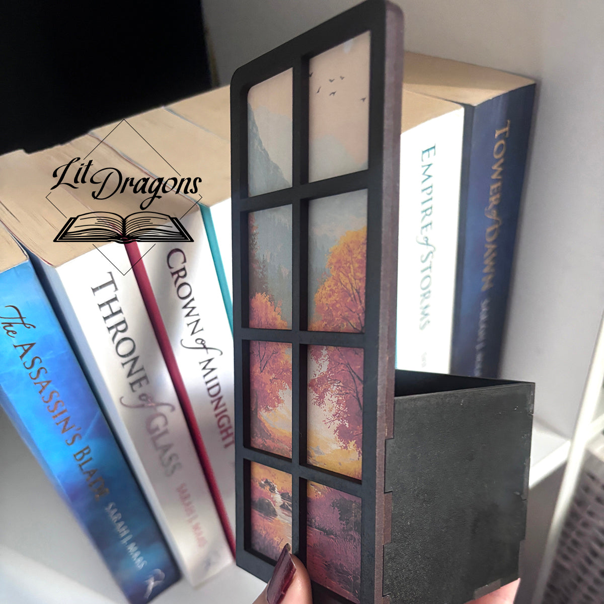 Seasonal Window Scene Bookmark Box and Decor