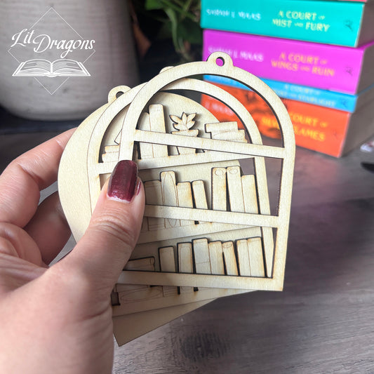 DIY Bookshelf Ornament, Paint your own Bookish Christmas ornament