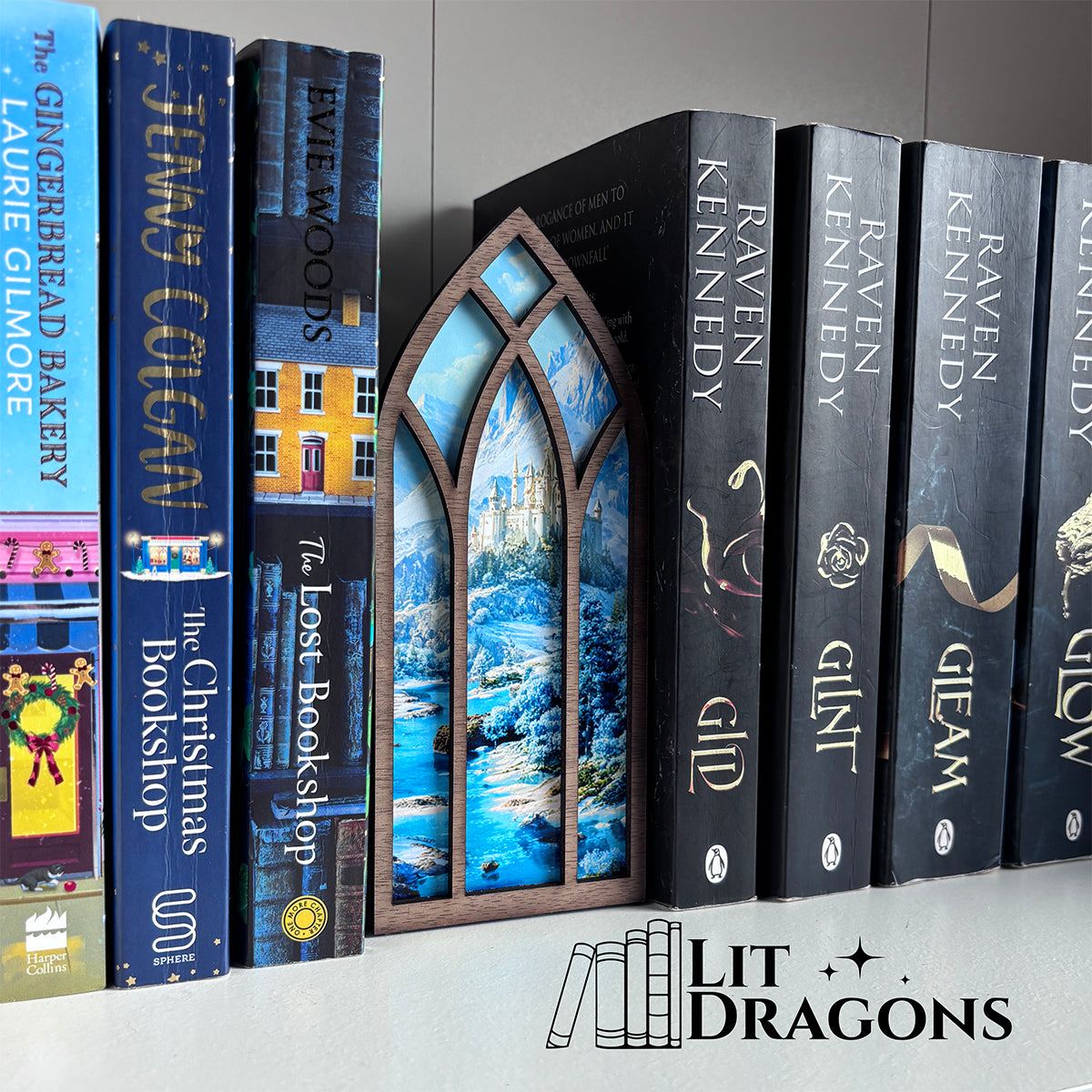 Fantasy Castle on a Hill Window Bookmark box, Bookcase Window with Bookmark box