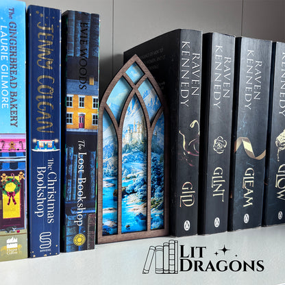 Fantasy Castle on a Hill Window Bookmark box, Bookcase Window with Bookmark box