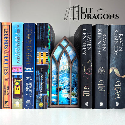 Fantasy Castle on a Hill Window Bookmark box, Bookcase Window with Bookmark box