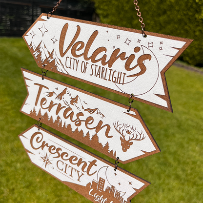 Velaris, Terrasen and Crescent City Wooden Arrow Set