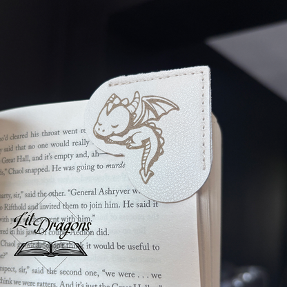 Faux Lather Corner bookmark, engraved sleeping dragon