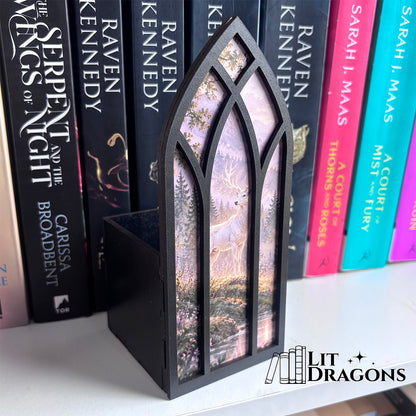 Fantasy Stag Bookmark box, Bookcase Window with Bookmark box