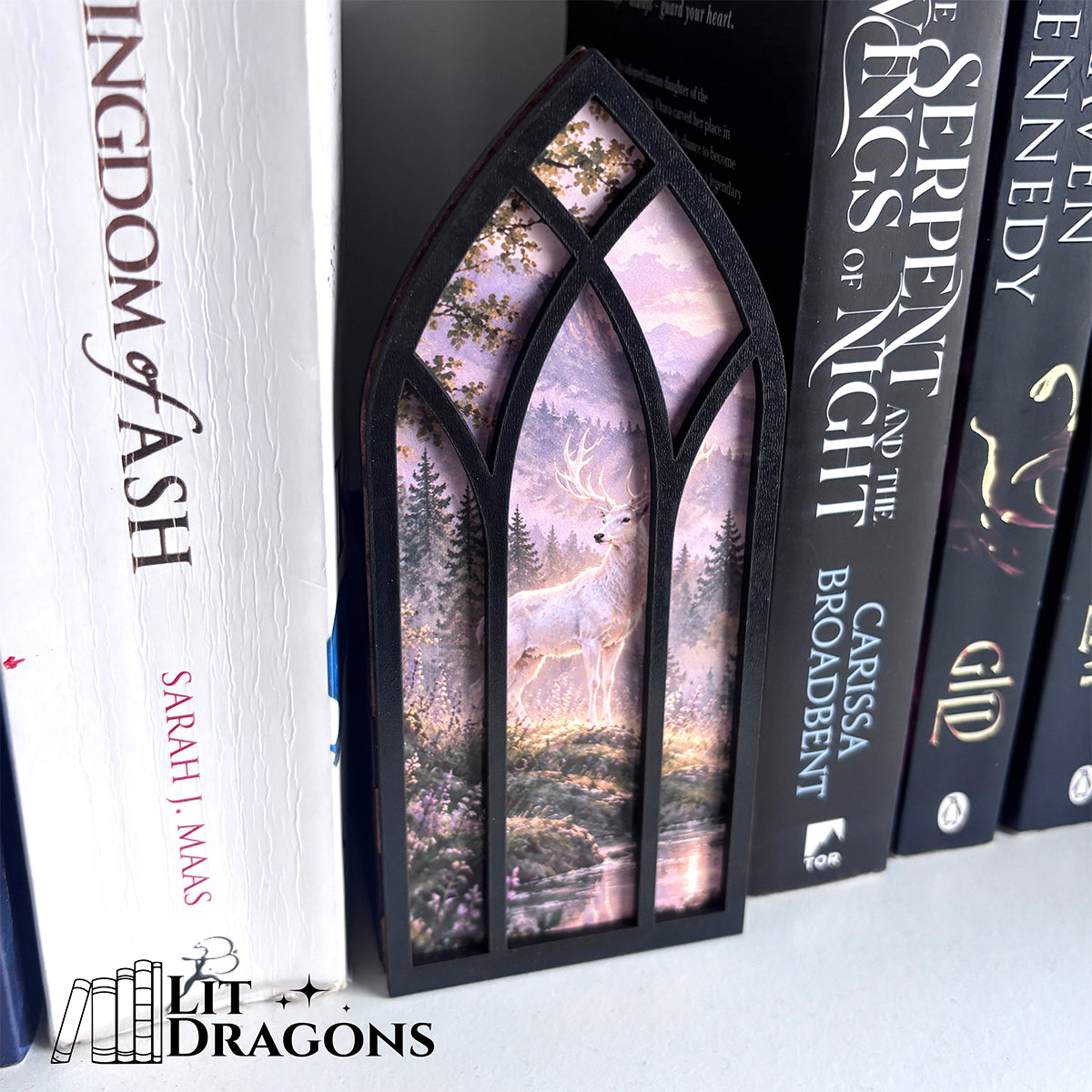 Fantasy Stag Bookmark box, Bookcase Window with Bookmark box