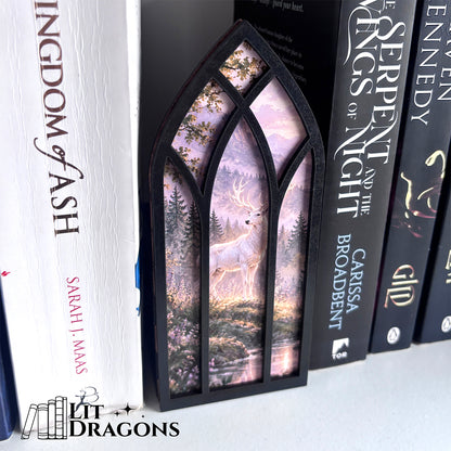 Fantasy Stag Bookmark box, Bookcase Window with Bookmark box