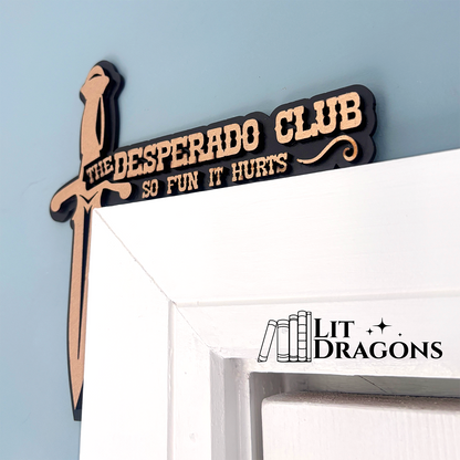 The Desperado Club, Dungeon Crawler Carl Door Topper, Wooden Door Sign