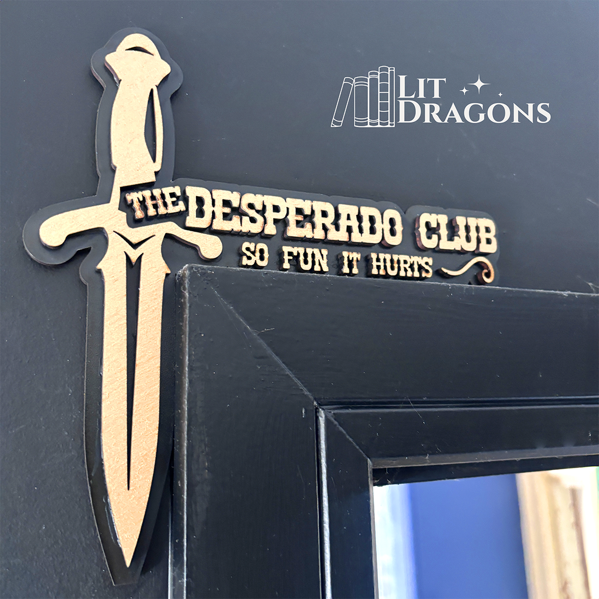 The Desperado Club, Dungeon Crawler Carl Door Topper, Wooden Door Sign