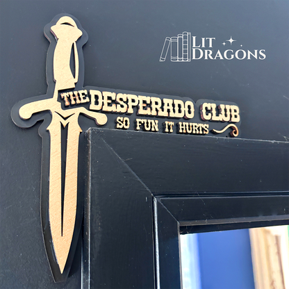 The Desperado Club, Dungeon Crawler Carl Door Topper, Wooden Door Sign