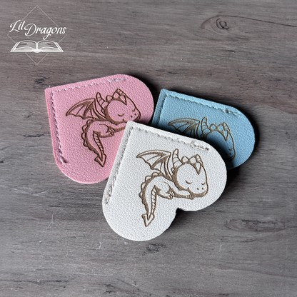 Faux Lather Corner bookmark, engraved sleeping dragon