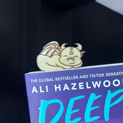 Wooden sleeping dragon bookmark l 'This is where you fell asleep'