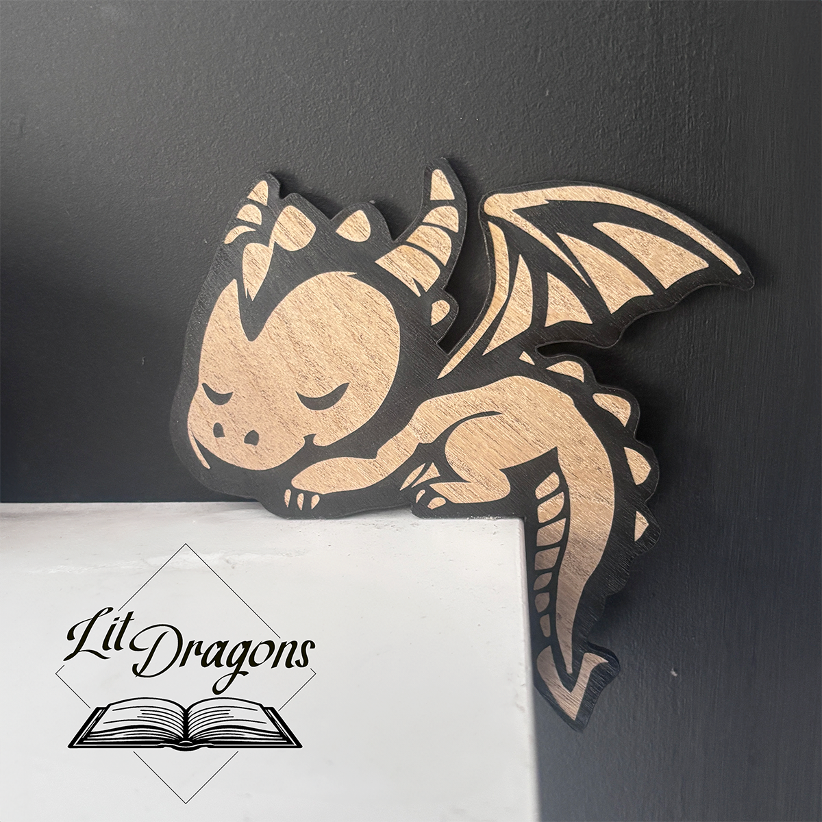 Sweet Sleeping Dragon Wooden Door Topper