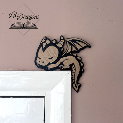 Sweet Sleeping Dragon Wooden Door Topper