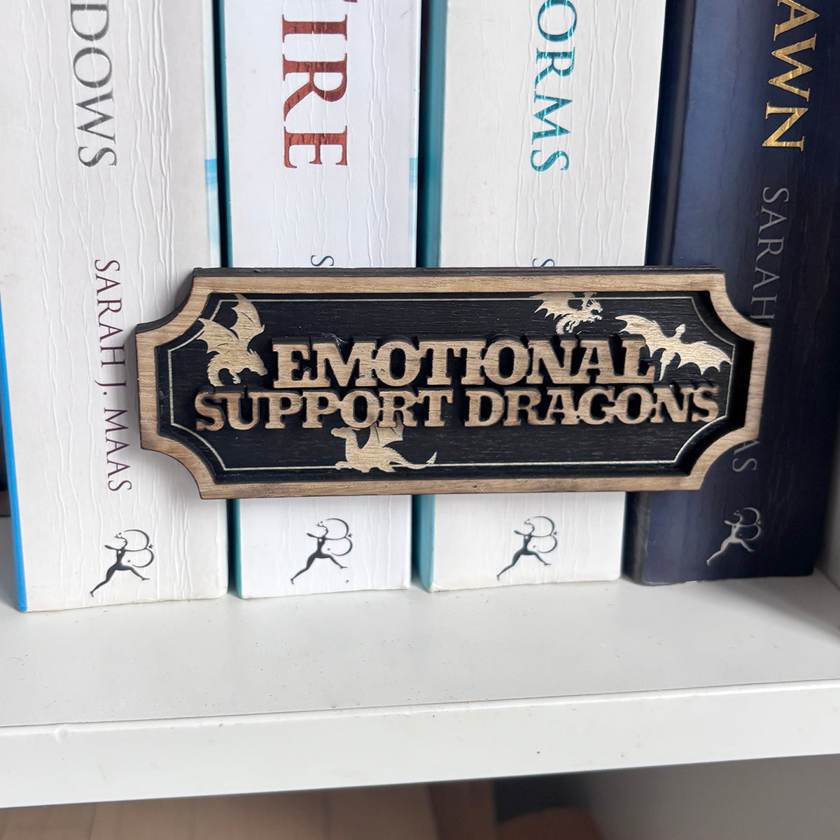 Emotional Support Dragon Bookshelf Sign - Magnetic Shelf Decor