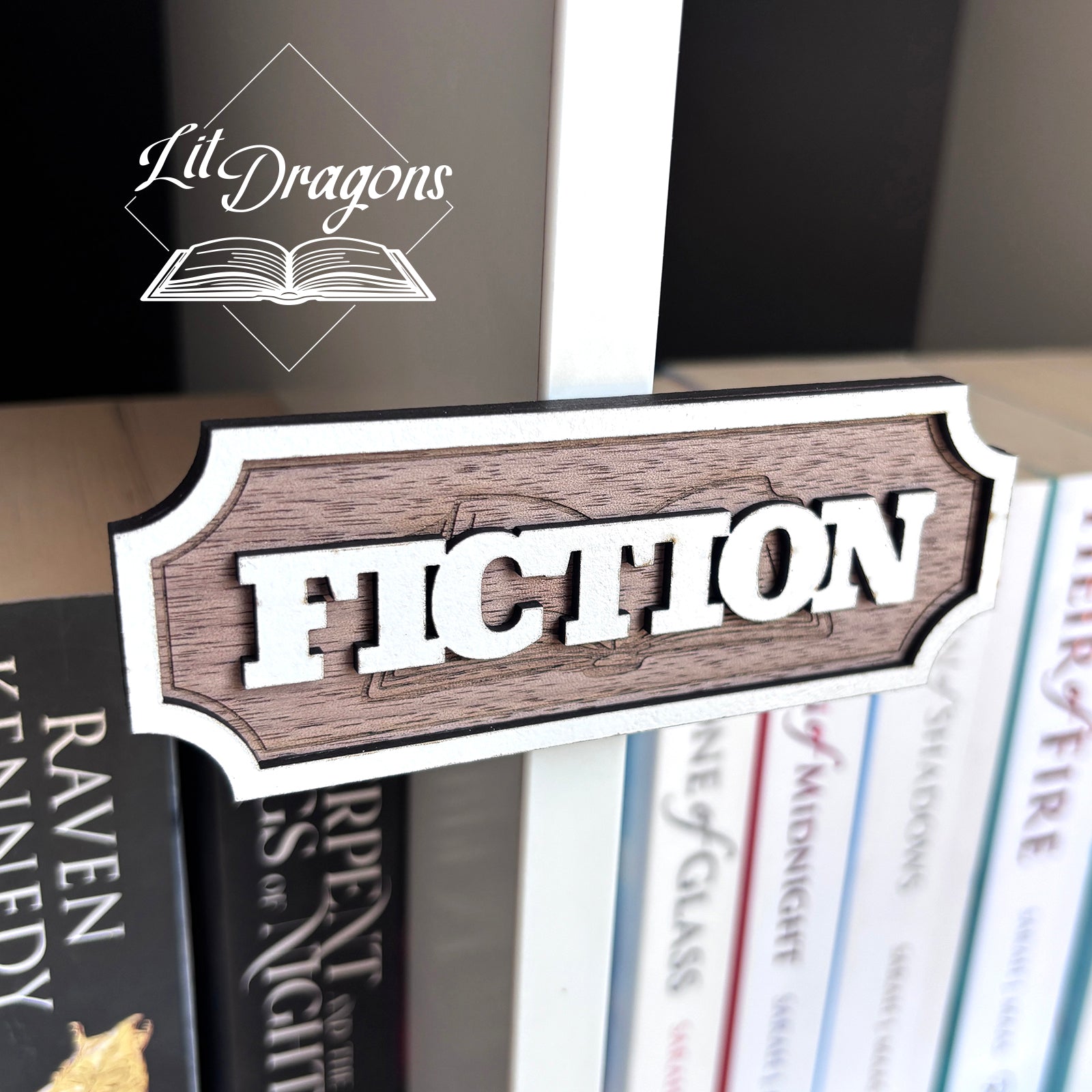 Fiction / Non-Fiction Sign - Floating Library Decor – LitDragons
