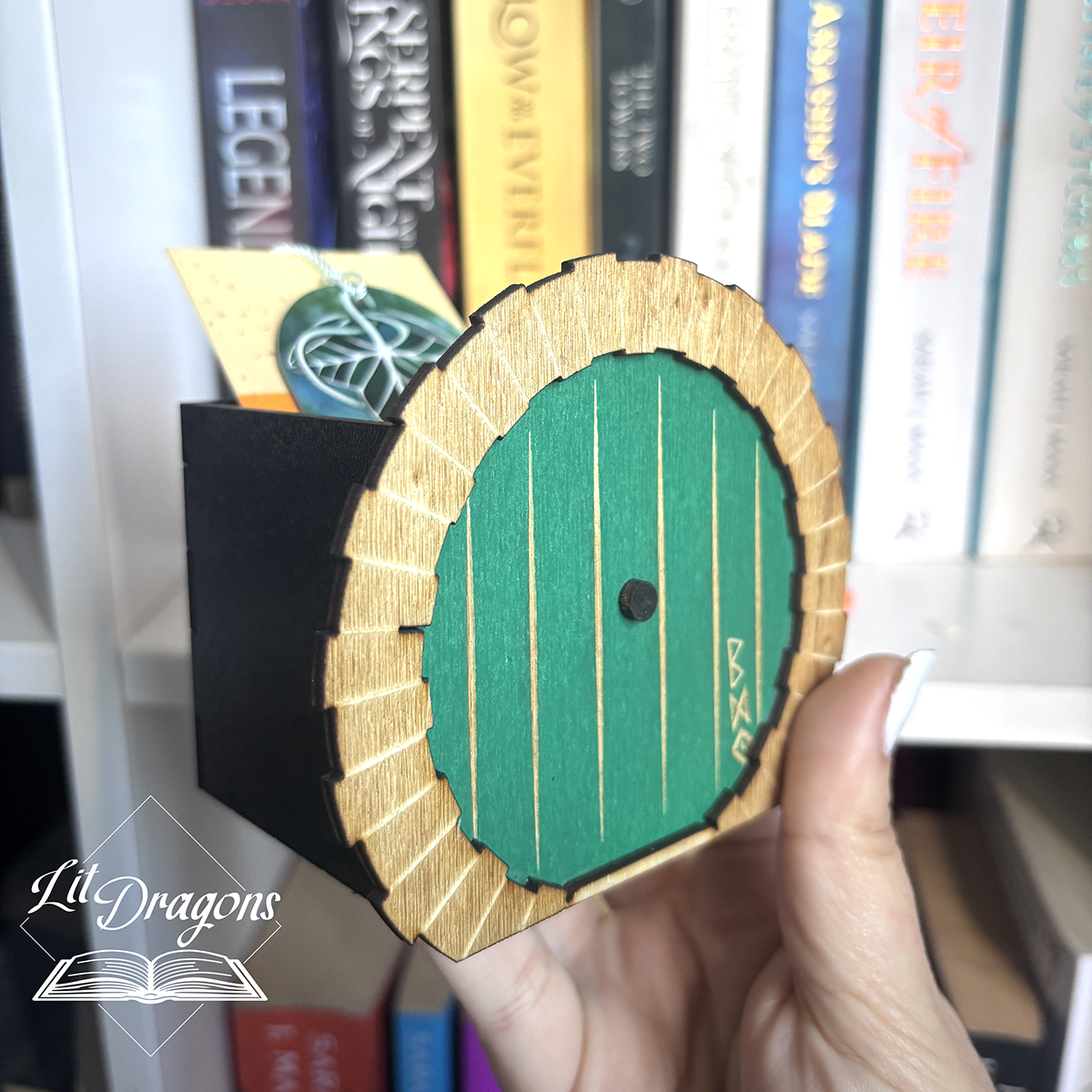 Hobbit Door Bookmark box, Booknook door with Bookmark box