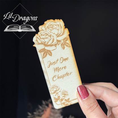 Wooden Rose bookmark l Just One More Chapter