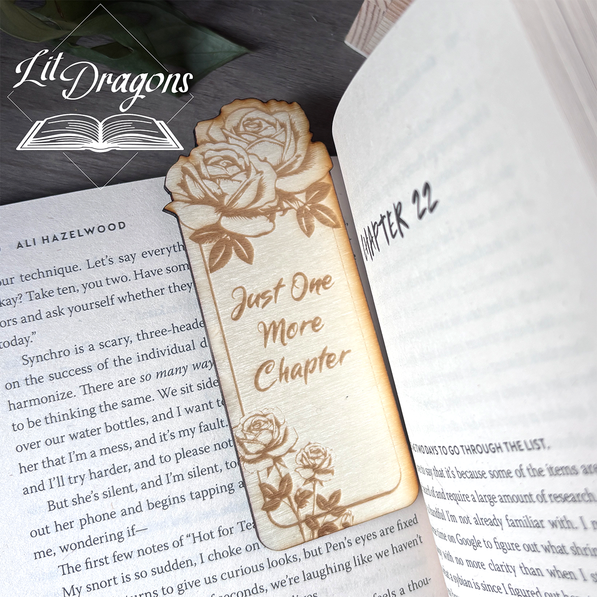 Wooden Rose bookmark l Just One More Chapter