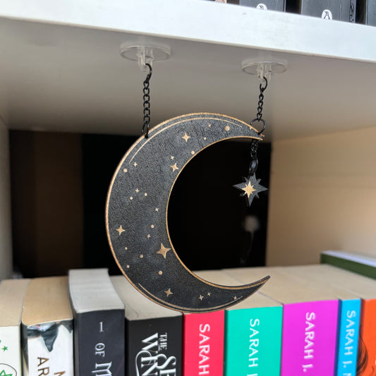 Crescent Moon Hanging Bookshelf Charm