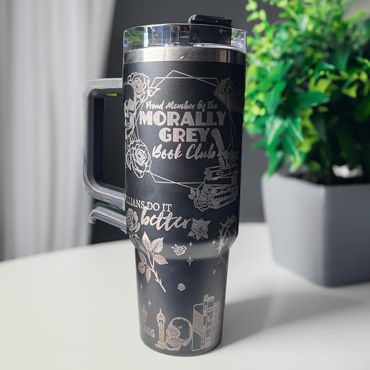 40oz Dark Romance Book Tumbler, Reader Engraved Water Bottle