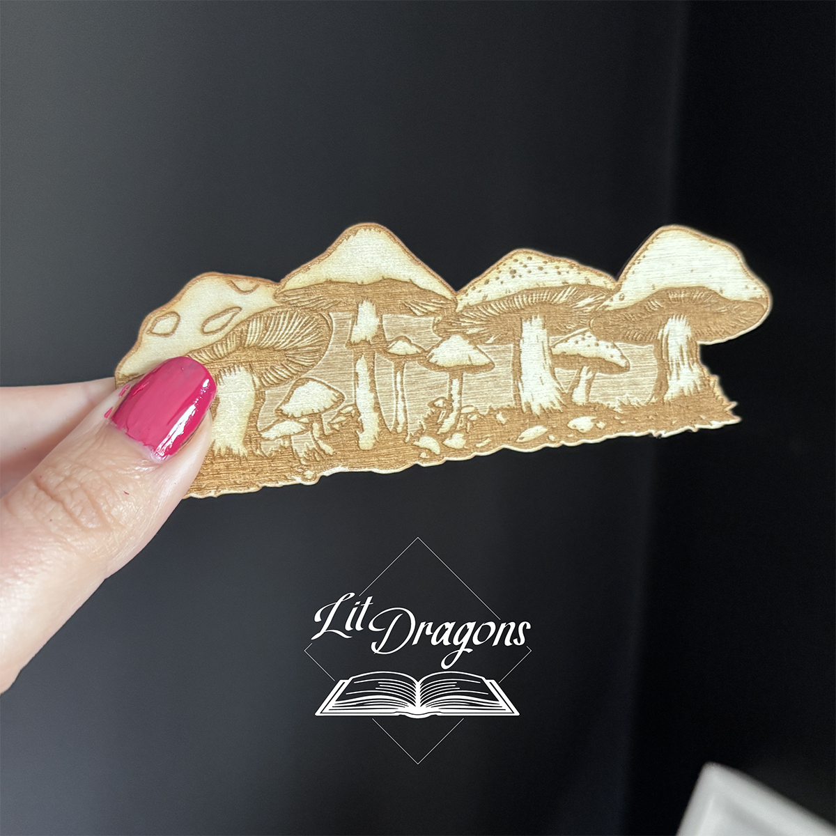 Wooden Mushroom Engraved bookmark