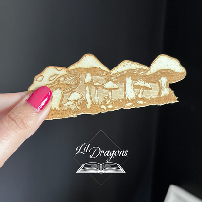 Wooden Mushroom Engraved bookmark