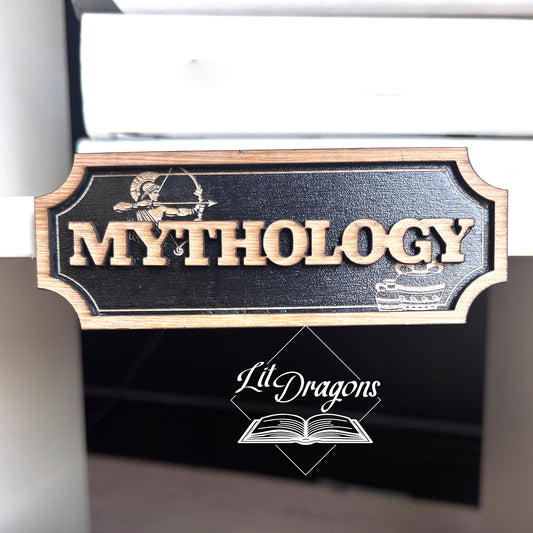 Mythology Shelf Sign - Floating Bookshelf Sign
