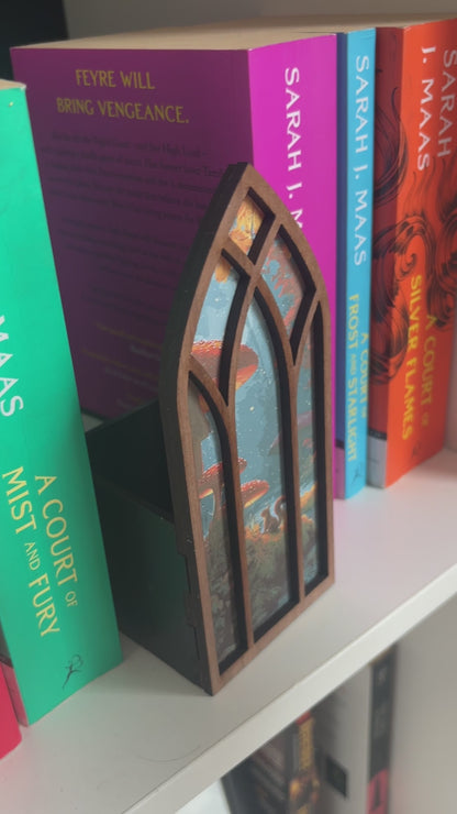 Cosy Autumn Bookmark box, Mushroom and Squrriels Window Booknook