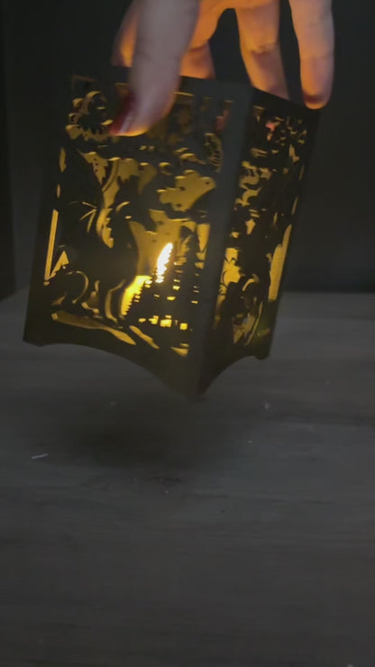 Dragon book lantern, LED wooden fantasy dragon book candle