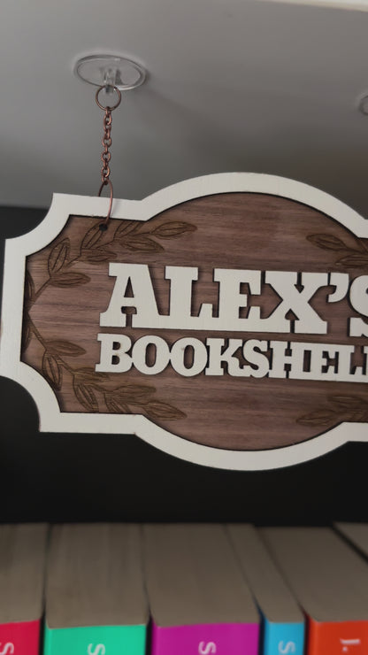 Personalised Shelf Hanger, Library Name Sign