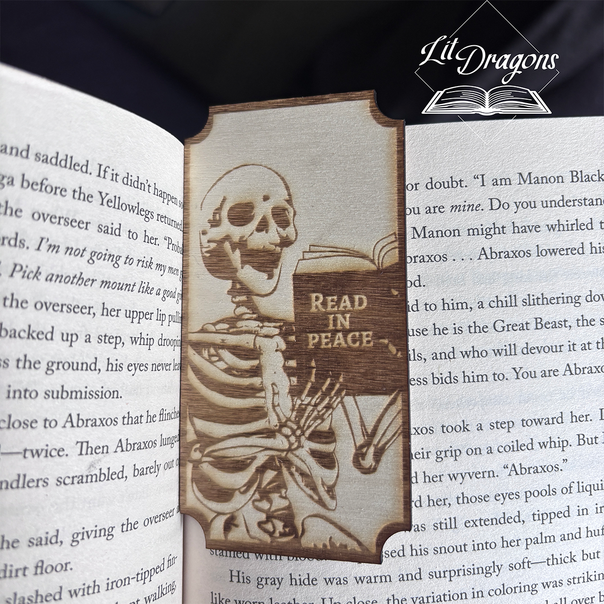 Wooden Read in Peace bookmark l Skeleton Bookmark