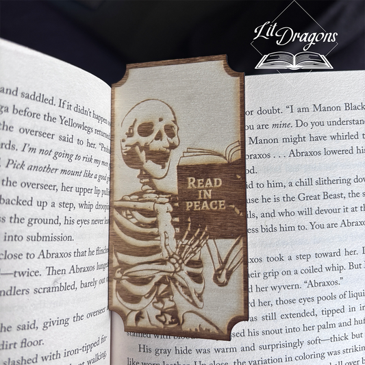 Wooden Read in Peace bookmark l Skeleton Bookmark